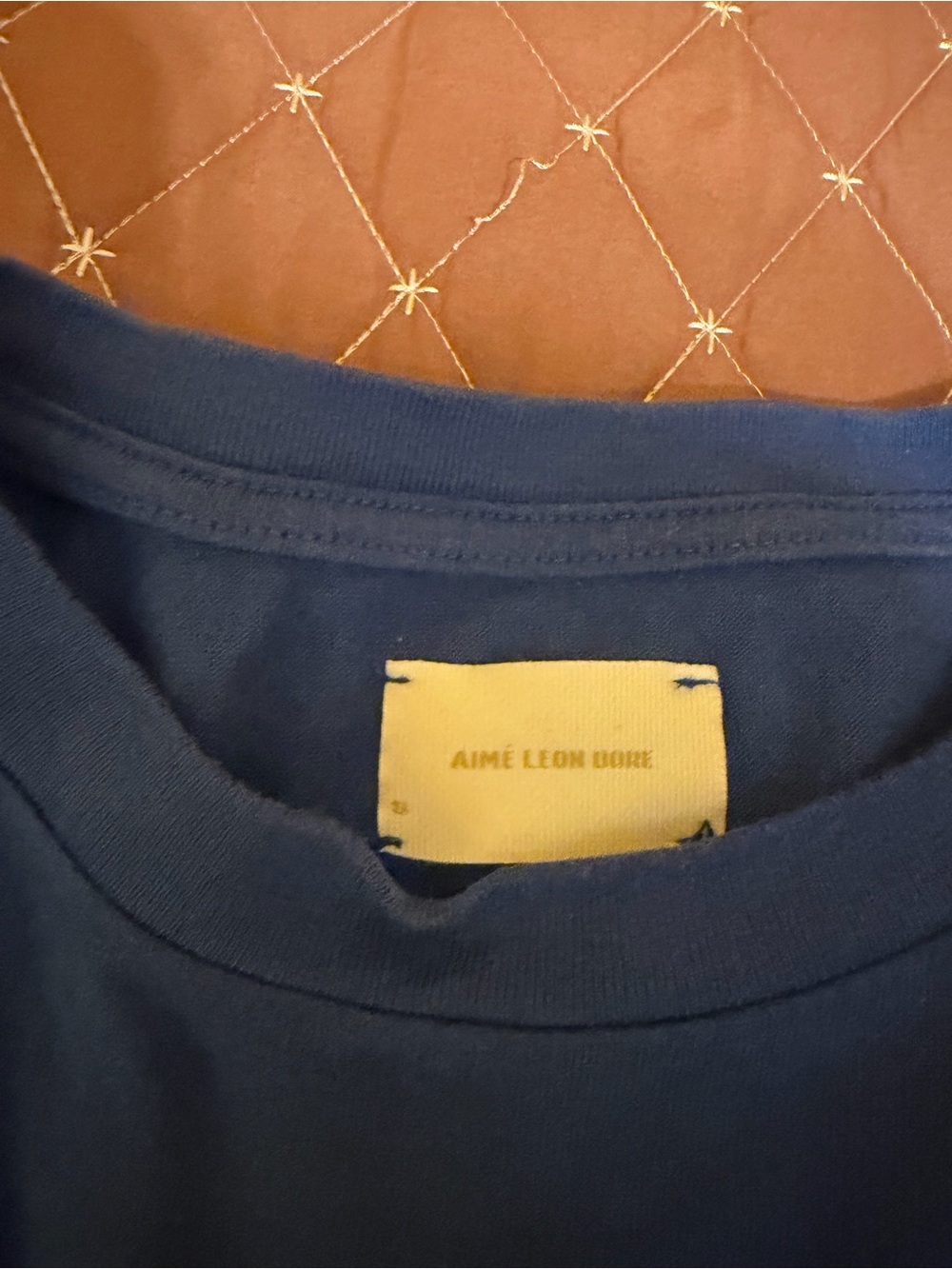 Aime Leon Dore Royal Blue Short-Sleeve Crewneck Tee with Chest Patch - Picture 4 of 7